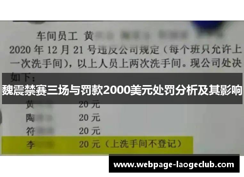 魏震禁赛三场与罚款2000美元处罚分析及其影响